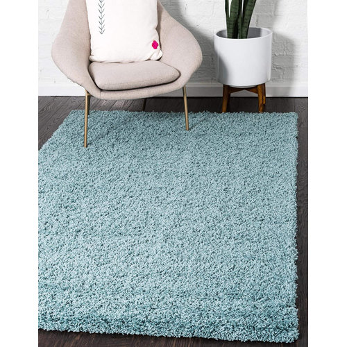 Hashtag Home Clayhatchee California Shaggy Duck Egg Blue Rug & Reviews